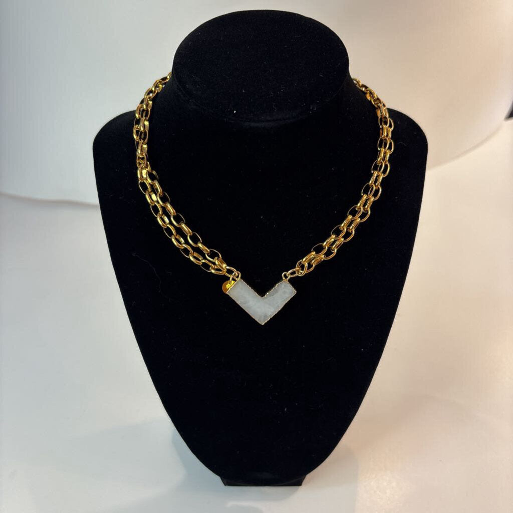 White Quartz Gold Chocker
