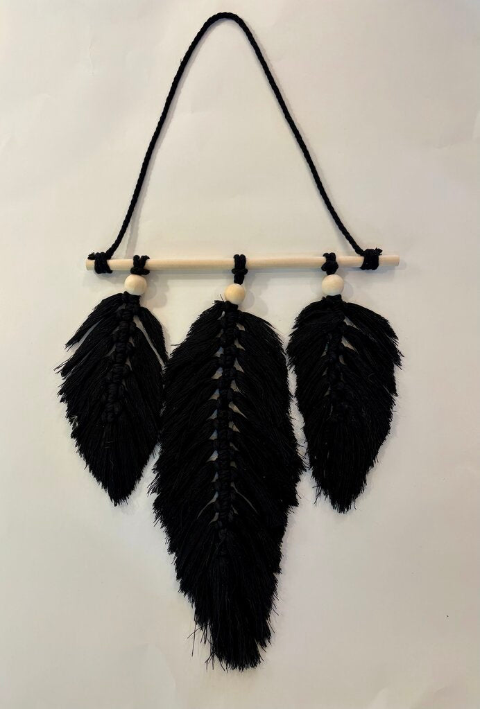 Black Macrame Feathers
