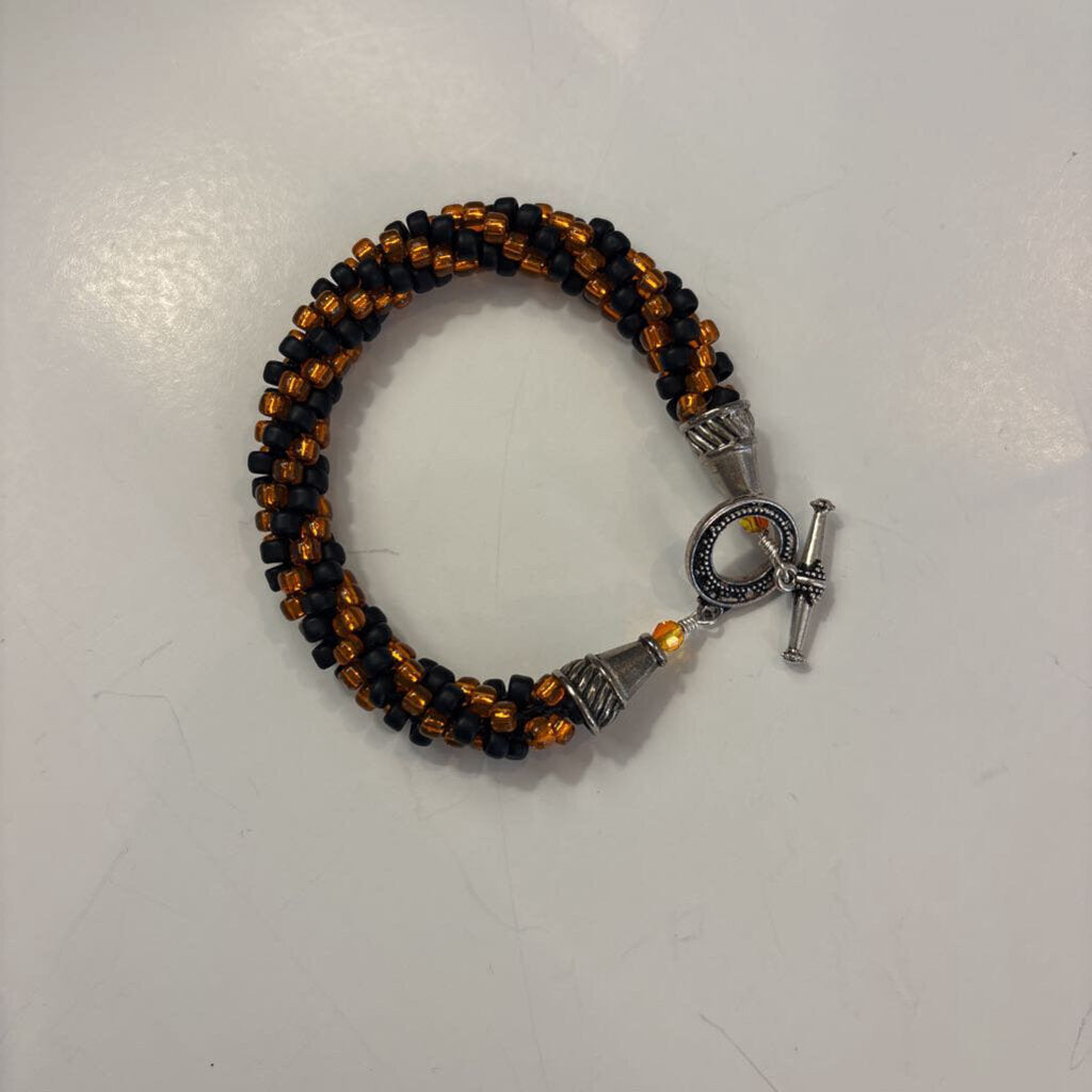 Kumihimo Orange & Black Bracelet