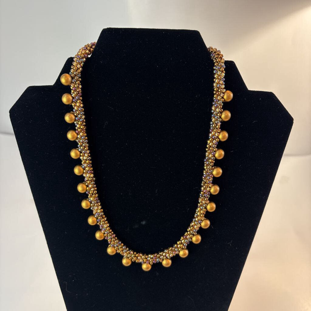 Kumihimo Bronze Pearl Necklace