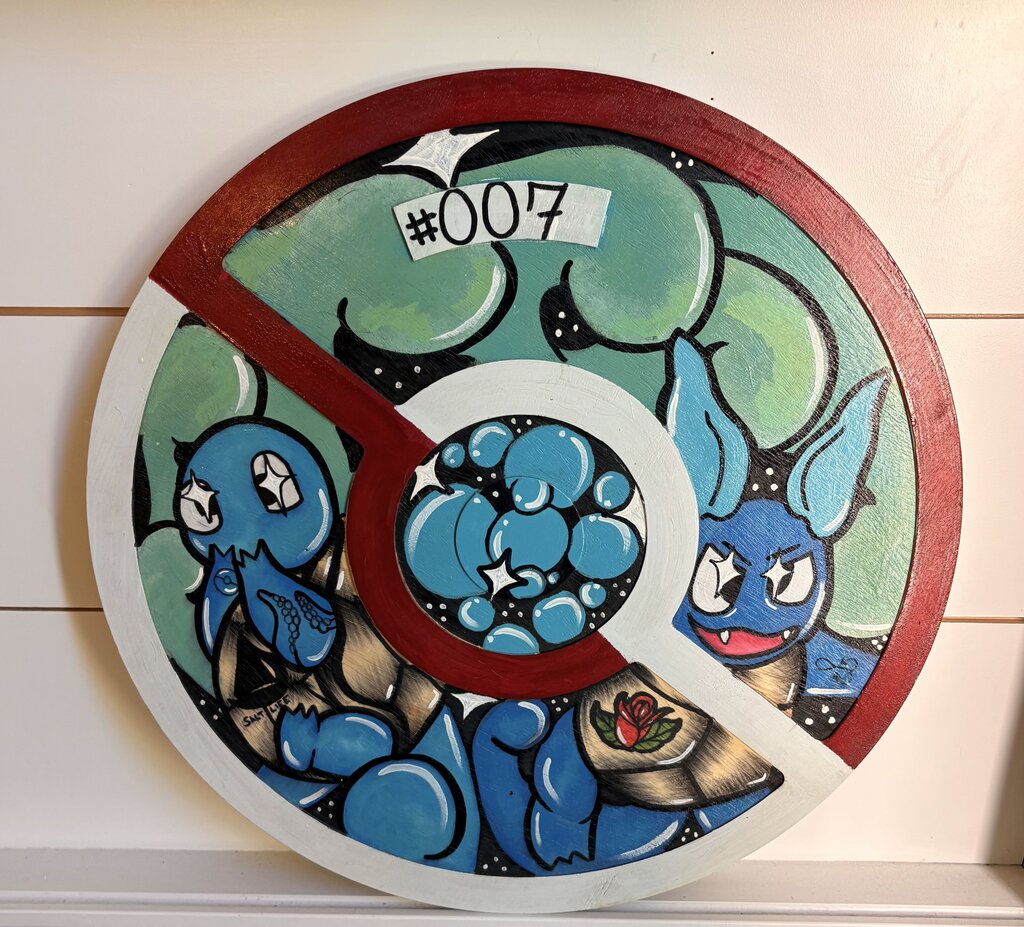 Hand Painted Squirtle Squad Poke Ball