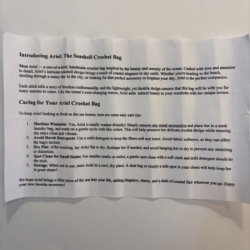 Handmade Seashell Crochet Bag- Ariel