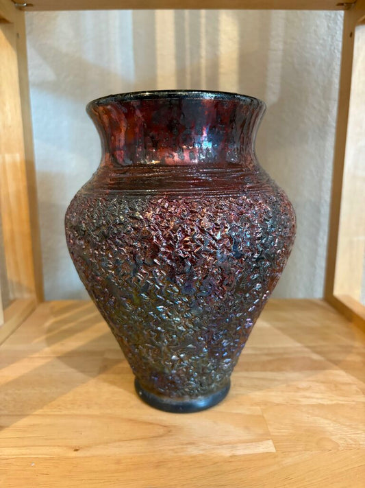 Raku Art Vase-Purple/Copper