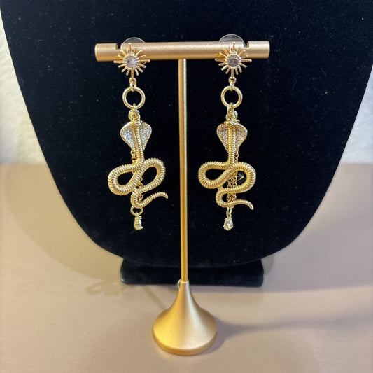 Gold Cobra Snake Earrings