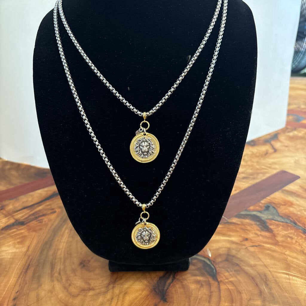 Lion Coin Necklace 26"