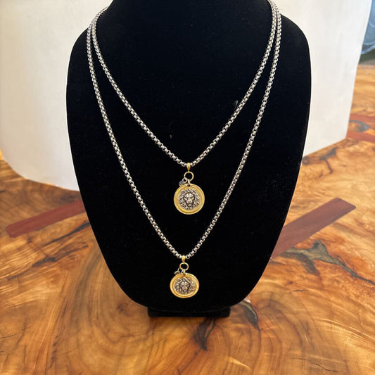 Lion Coin Necklace 20"