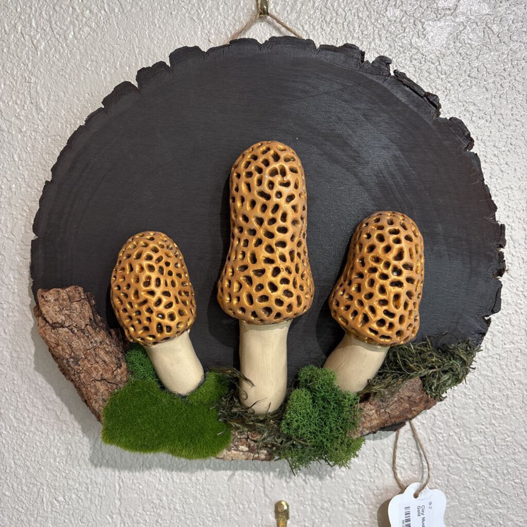Clay Mushroom Wall Art - Gold