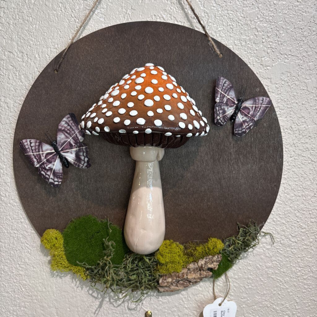 Clay Mushroom Wall Art - Butterflies