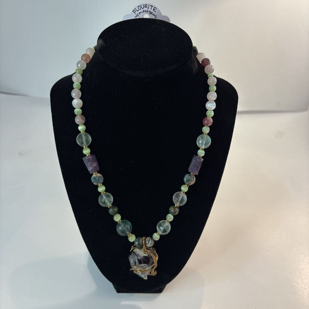 Flourite w/Mixed Gems Necklace