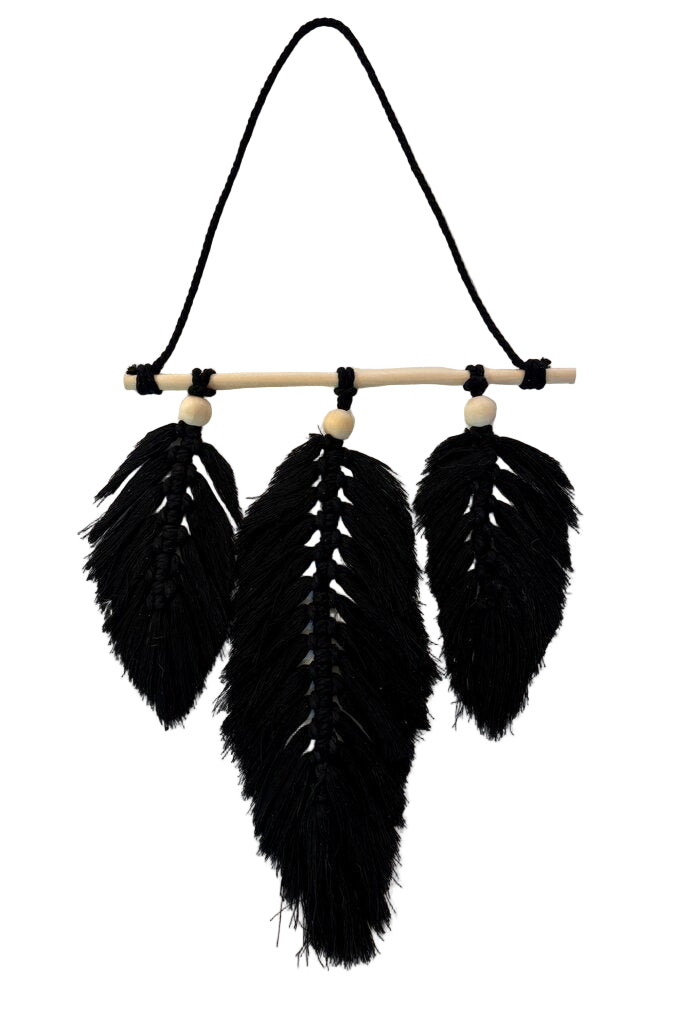 Black Macrame Feathers