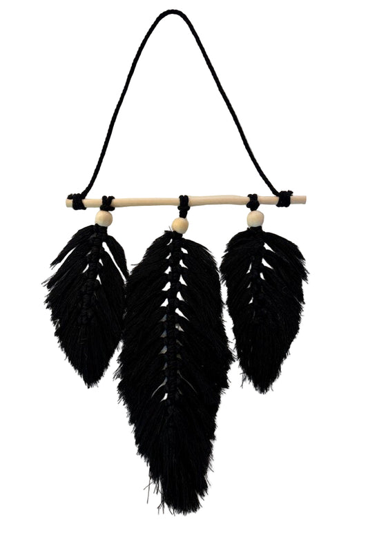 Black Macrame Feathers