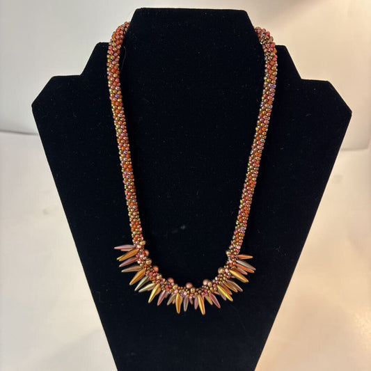 Kumihimo Copper Spike Necklace