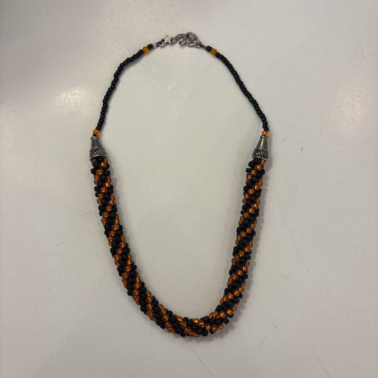 Kumihimo Orange & Black Necklace
