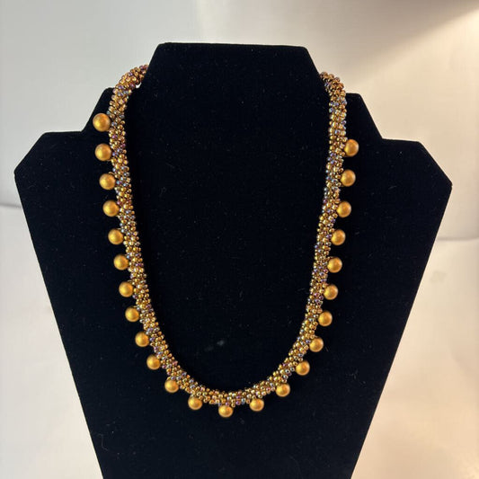 Kumihimo Bronze Pearl Necklace