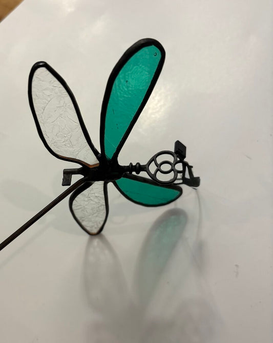 Stained Glass Art- Dragonfly Garden Stake