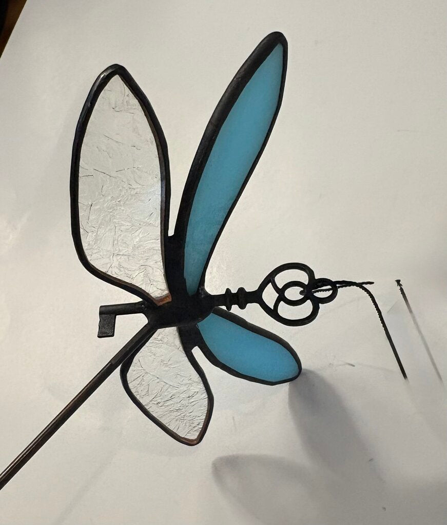 Stained Glass Art- Dragonfly Garden Stake