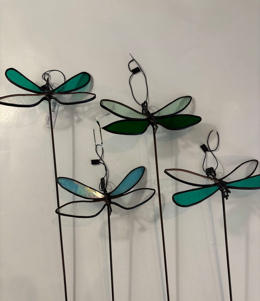 Stained Glass Art- Dragonfly Garden Stake