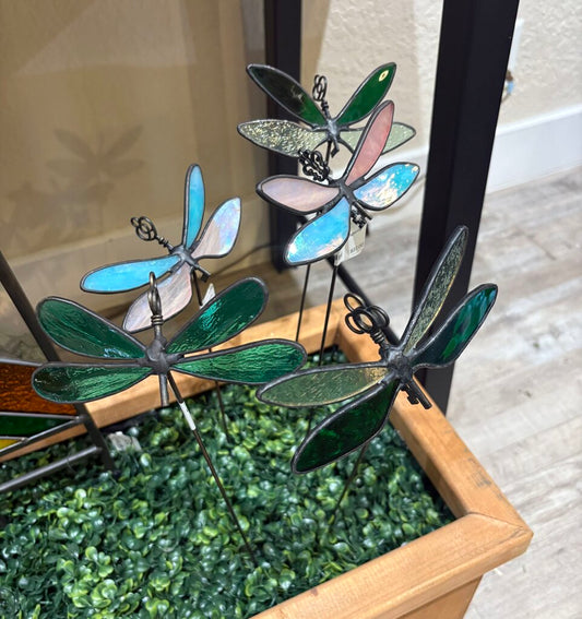 Stained Glass Art- Dragonfly Garden Stake
