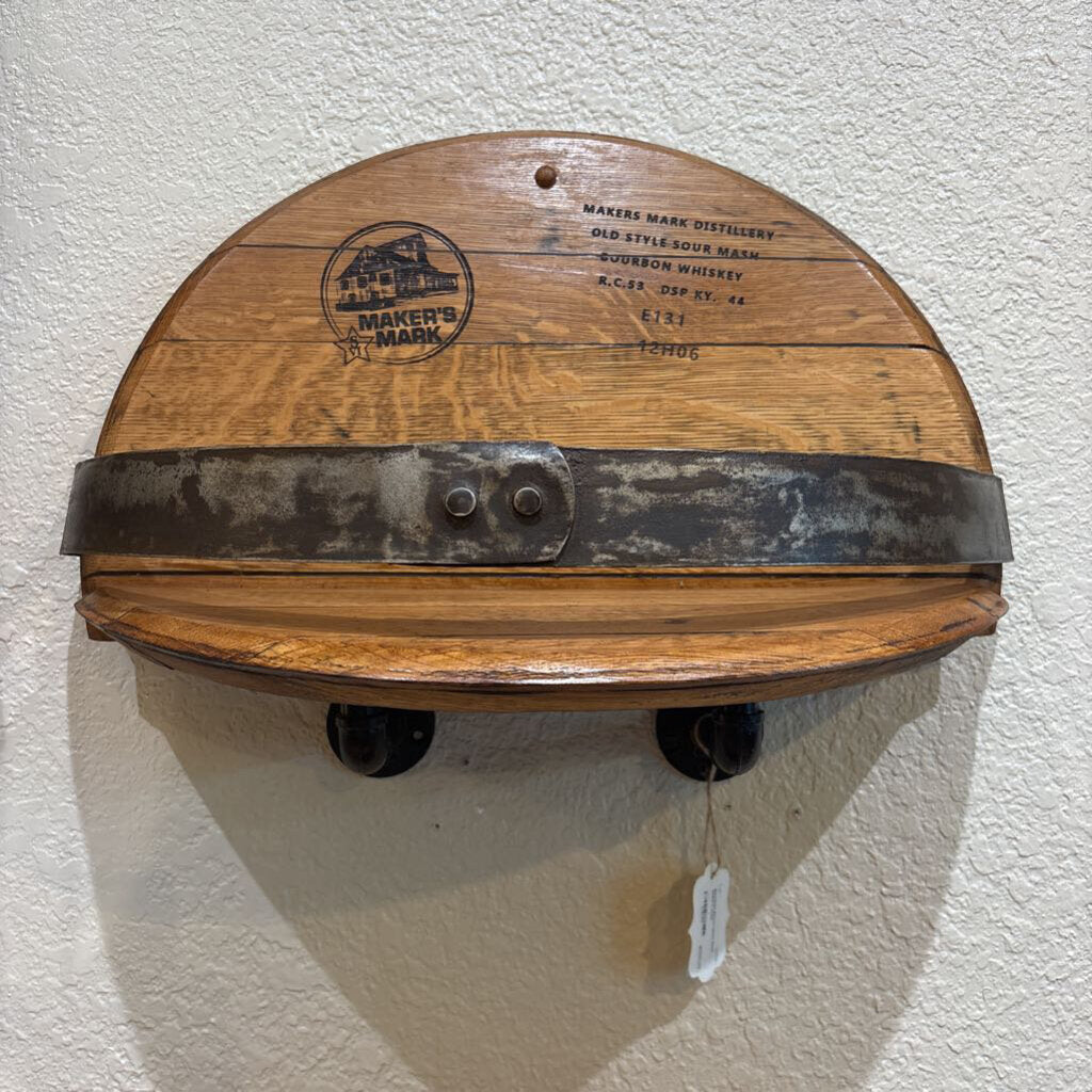 Bourbon Barrel Head Shelf -Makers Mark