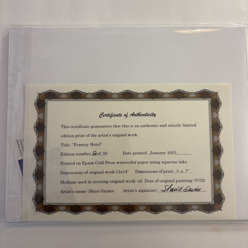 Fenway Hotel #11- Giclee Print