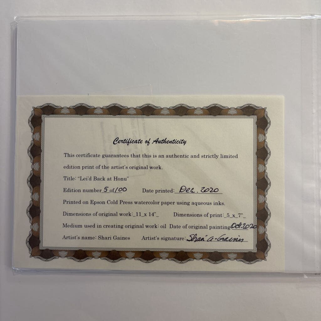 Leid Back at Honu #5- Giclee Print