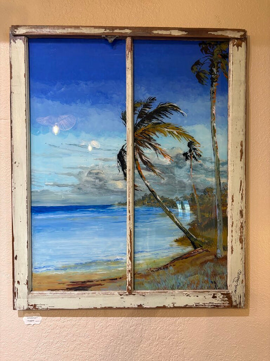 "Florida Shoreline" Reverse Glass Painting- Original