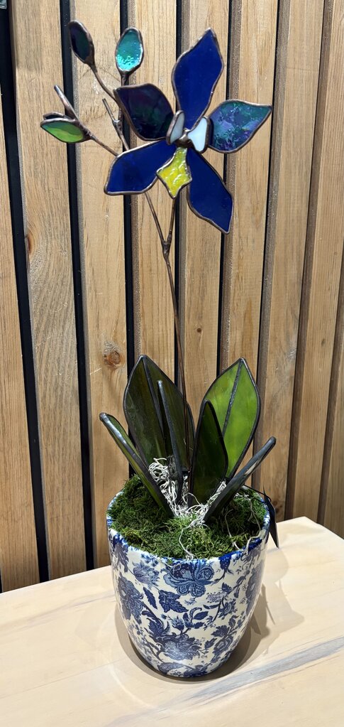 Stained Glass Art - Potted Orchid