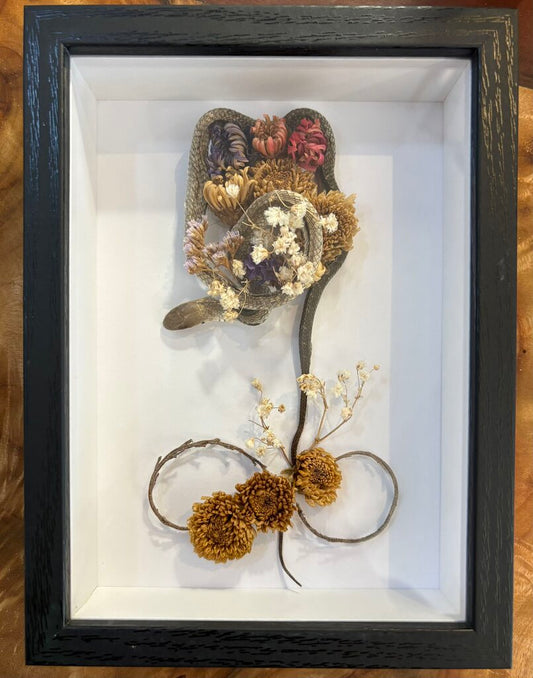 Framed Floral Embellished Snake