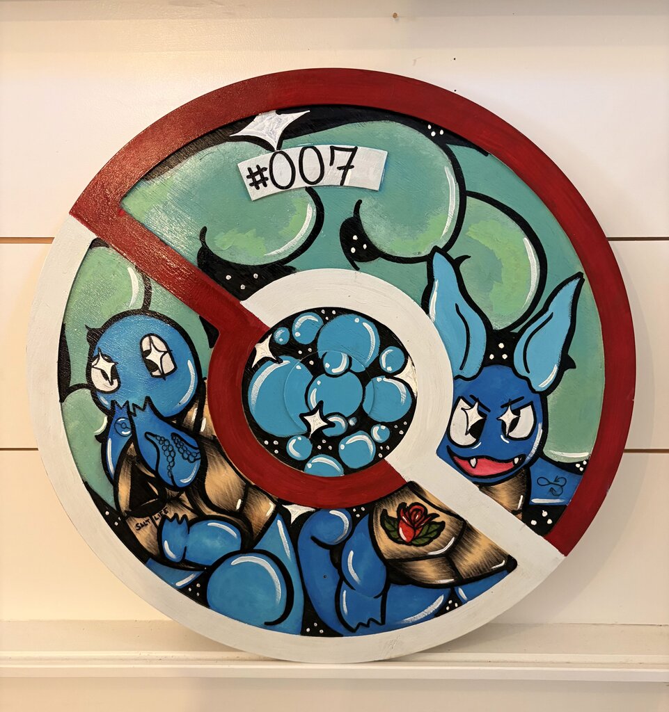 Hand Painted Squirtle Squad Poke Ball