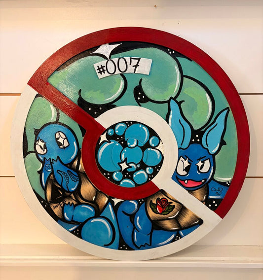 Hand Painted Squirtle Squad Poke Ball